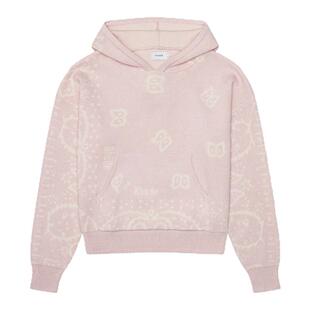 Rhude 秋季小众粉色腰果花针织拼接设计宽松长袖连帽卫衣帽衫