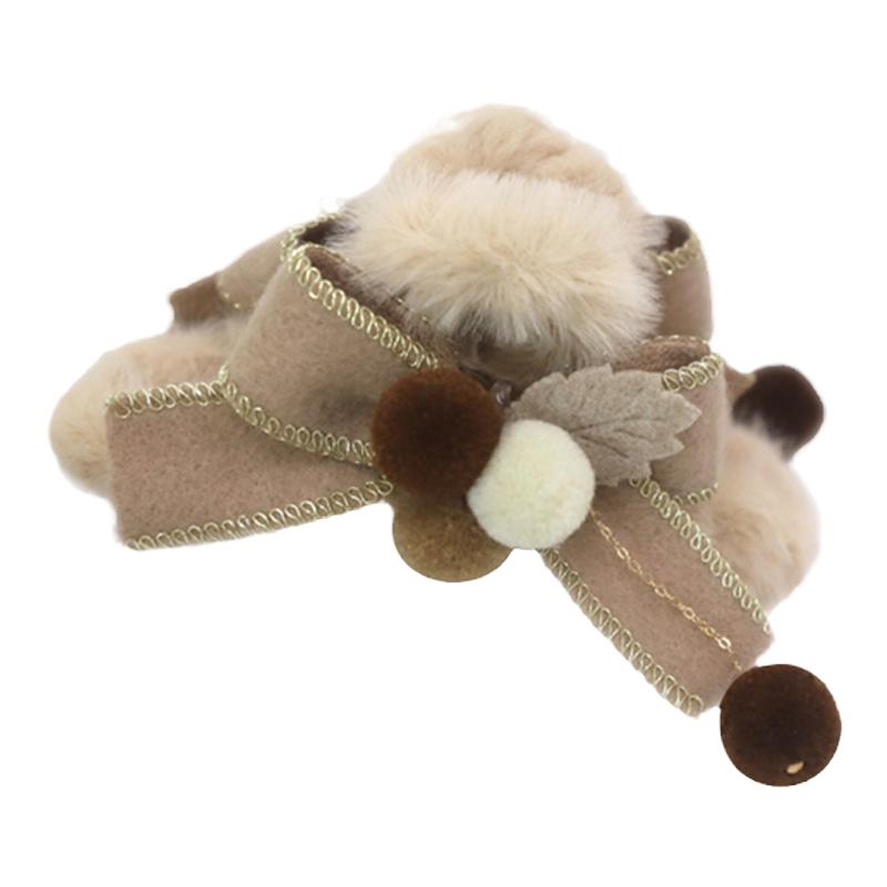 GUKUALI原创 春夏新款蝴蝶结毛球抓夹甜美气质鲨鱼夹发夹发饰头饰