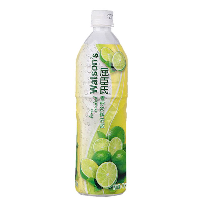 屈臣氏青柠饮料浓浆750ml 青柠汁青柠水浓缩柠檬汁黄柠汁调酒糖浆