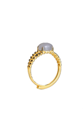 天然和田玉国风白玉方戒S925戒指