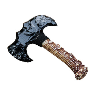 天然黑曜石斧头蛋白石粉猫眼龙晶匕首武器冷兵器石头模型创意摆件