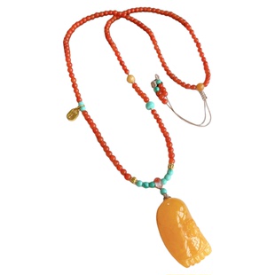 天然南红玛瑙珠链新中式挂链佛牌项链男女平安扣吊坠绳八宝罗盘绳