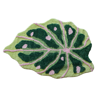 彩色龟背竹地毯客厅卧室床边毯绿植叶子ins风小清新装饰毛绒地垫