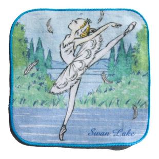 日本那须藤NASTEX天鹅湖芭蕾舞卡通印花外贸纯棉柔软小方童毛巾