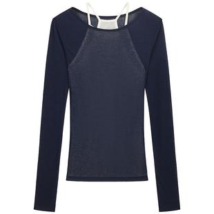 Miss Sixty2025夏季新款T恤修身显瘦两件式吊带叠穿撞色美式外穿