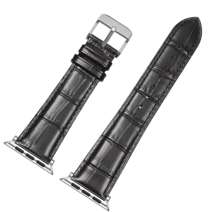 适用iwatch s9表带真皮apple watch10代87苹果手表se/5/6皮质42/41/45/49mmUltra鳄鱼纹男女款高级黑色手表带