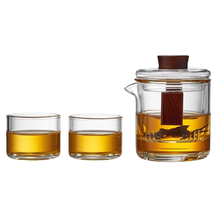 玻璃功夫茶具套装快客杯一壶二杯新款便携一人家用手抓壶小泡茶壶