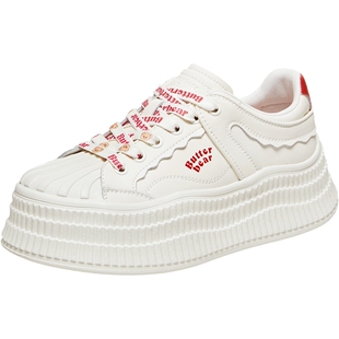 TATA他她黄油小熊女鞋春季新款厚底增高板鞋百搭小白鞋GXV02AM6