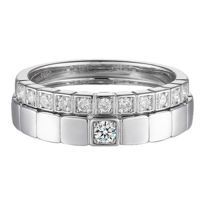 【SOOMI永恒星契】培育钻石排戒925银情侣对戒时尚简约风礼物戒指