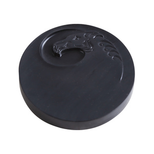 砚台安徽歙砚宣砚圆形台十二生肖砚虎年书画属相本命年定制礼物