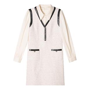 PSALTER诗篇冬衬衫假两件粗花呢羊毛小香风连衣裙