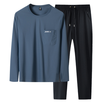 春夏薄款爸爸冰丝休闲运动套装