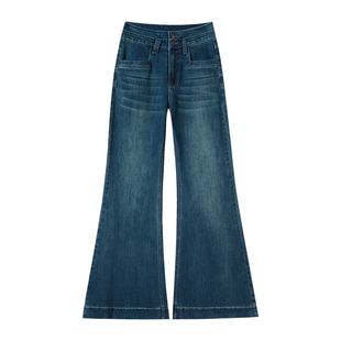 复古阔腿裤牛仔裤女2025年新款高腰显瘦宽松垂感小个子拖地喇叭裤