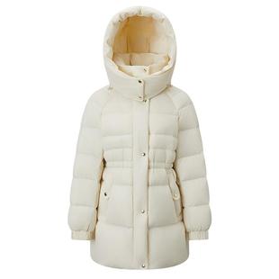 【鹅绒】千仞岗冬季新款连帽短款羽绒服保暖纯色女士外套加厚上衣