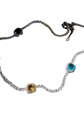 富丽堂皇彩虹宝石项链 星河璀璨 镀18K金 糖果粉星星流苏锆石耳环