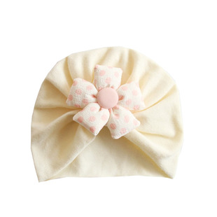 韩版婴儿帽子春秋款女宝宝可爱花朵囟门胎帽新生儿纯棉柔软套头帽