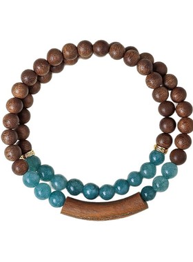 |静时生香|天然沉香蓝玉髓手串女