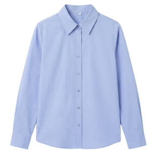 2025春秋新款浅蓝色高级感面试直筒上班职业正装衬衫女长袖