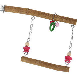 天然实木鹦鹉专用秋千 虎皮玄凤鸟笼吊环吊桥秋千 宠物鸟玩具配件