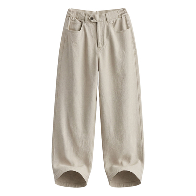 NickTian半松紧腰小弯刀牛仔裤