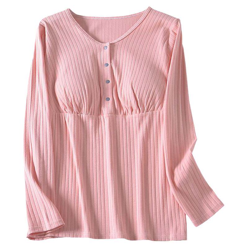 春秋纯棉哺乳短袖长袖月子服孕妇产后打底衫上掀喂奶服T恤可外穿
