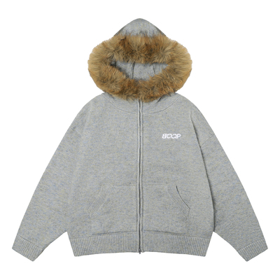 BIPOLAR格雷系连帽开衫毛衣