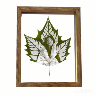 树叶雕刻照片相框叶雕叶子画送女男友生日礼物枫叶画创意礼盒纪念