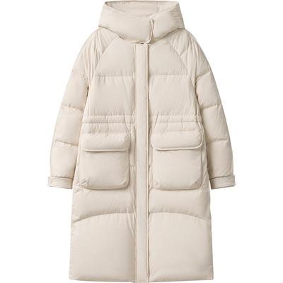 播商场同款连帽领鹅绒羽绒服女24冬休闲宽松中长款外套BDR4RD3551