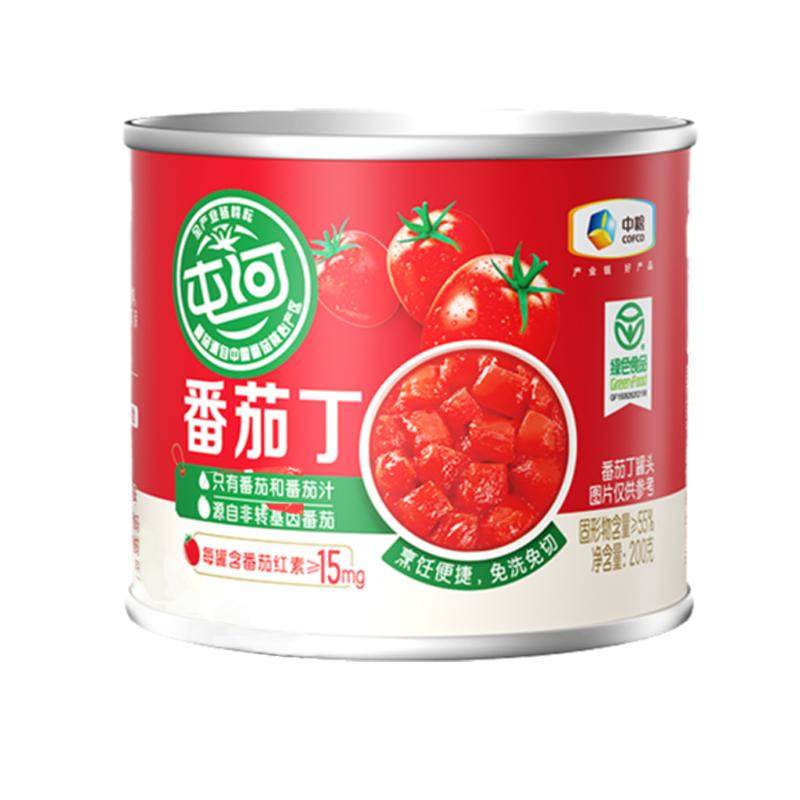 中粮屯河新疆番茄丁200g西红柿罐头去皮零添加番茄酱西红柿块家用