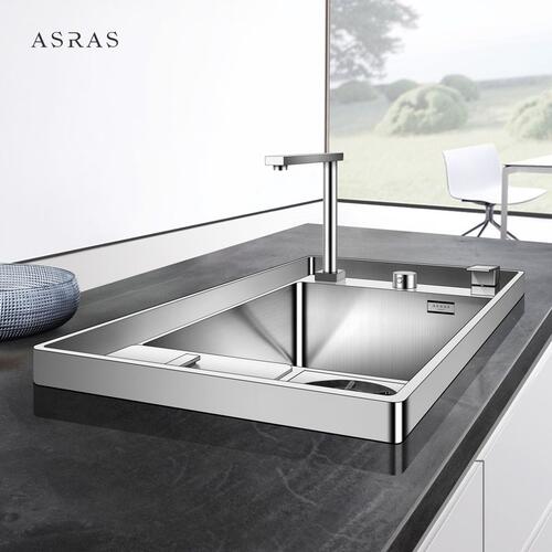 阿萨斯304不锈钢围边式手工水槽套餐家用厨房洗菜盆洗碗池大单槽