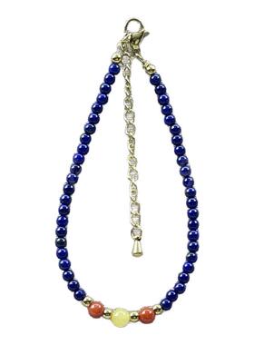 天然青金石极细手链女南红转运珠