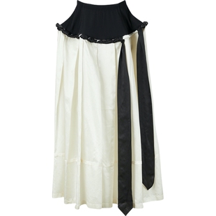 【折扣】TOGA 春季女弹力拼接缎面超长半身裙