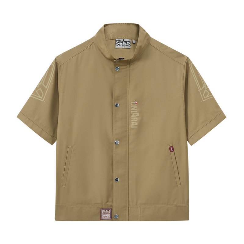 ONIARAI/鬼洗26春夏黑标石器时代鹰神暗花壁画短袖外套男 A340023