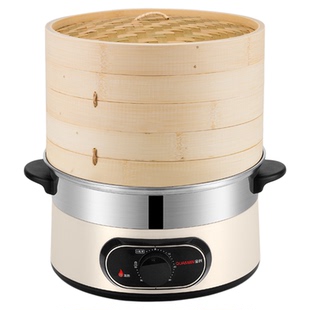 不锈钢竹蒸笼竹香保温家用多层30大容量多功能电蒸锅电蒸笼蒸气锅