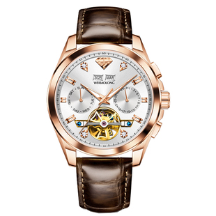 镶嵌真钻瑞士商务高端男士手表正品全自动机械表男真皮带男表名牌