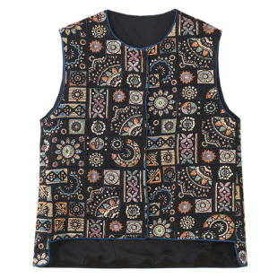 GESGOO重工亮片刺绣民族风马甲女春季新品新中式无袖圆领上衣小众