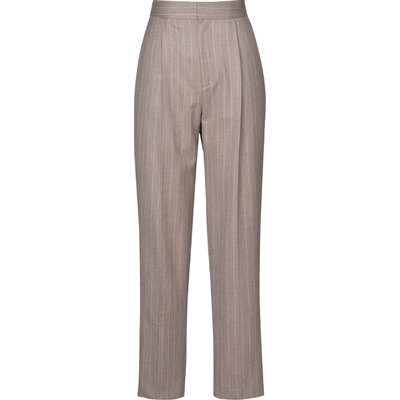 commemoi羊绒条纹锥形裤