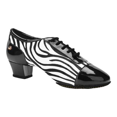 AG拉丁斑马纹马毛皮恰恰伦巴舞鞋