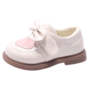 女童小皮鞋秋冬季二棉鞋子2025新款女宝宝洋气爱心公主鞋加绒棉鞋