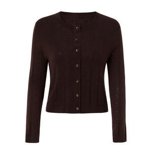 恩瑞妮修身羊毛衫女圆领开衫百搭气质针织衫上衣2026年春季新款