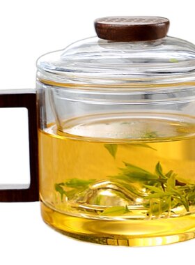 办公玻璃茶杯透黑墩墩杯咖啡杯茶水分离办公室专用高硼硅耐热水杯