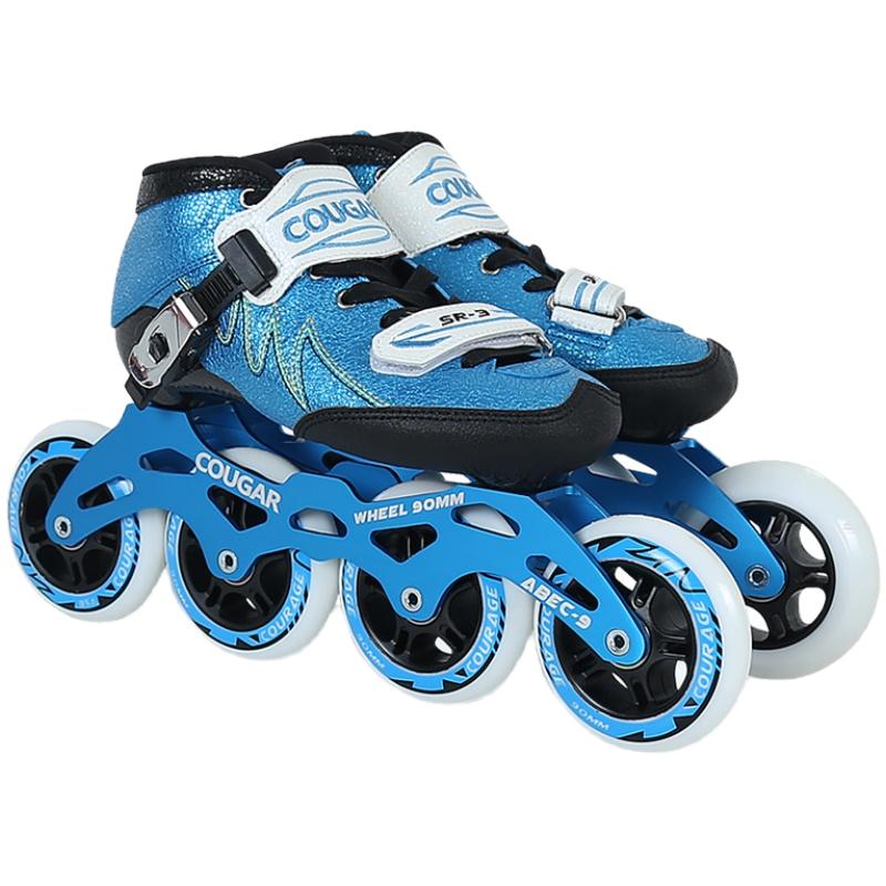 美洲狮SR3儿童专业速滑鞋男童女童直排轮竞速鞋碳纤可热塑旱冰鞋