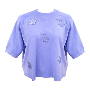 容子木ROSEMOO25春商场同款亲肤圆领拼接纱叶子上衣RSS1TP274B