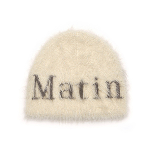matinkim宁艺卓吴宣仪同款字母毛绒护耳针织帽情侣男女马海毛冷帽