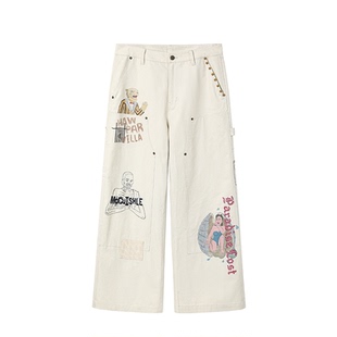 mocuishle（MCSL）「虎豹别墅」白色双膝画家裤 LOGGER PANTS