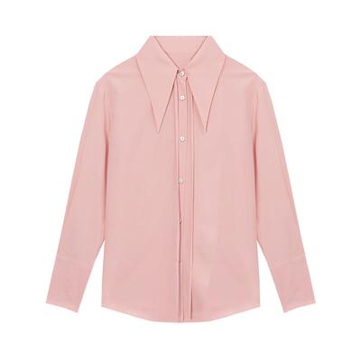 时尚气质甜美翻领长袖纯色衬衫