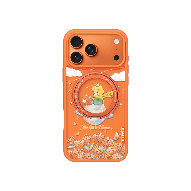 SHEHENG ×水彩王子玫瑰适用苹果17promax手机壳iPhone17pro新款带支架ip17全包高级感Fo5磁吸支点网红套