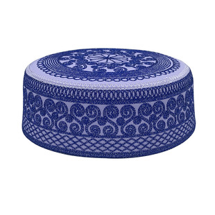 新款礼拜帽男士回族帽子回回沙特浅帽回民圆边平顶绣花民族风帽子