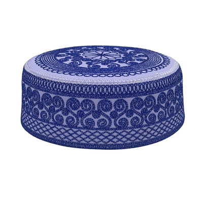 男士回民风圆边平顶绣花礼拜帽