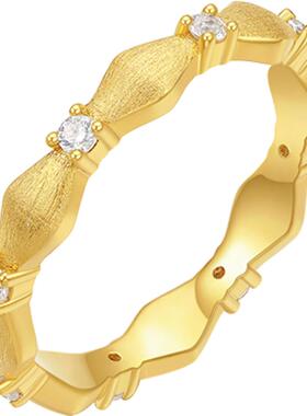 周六福几何戒指女指环手饰S925银高级感轻奢小众送女友节日礼物